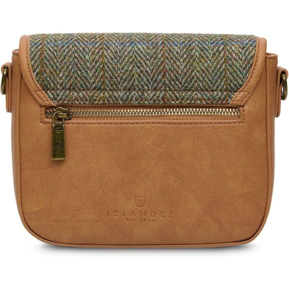 Scottish Harris Tweed Leather Mini Saddle Bag Chestnut Herringbone Adjustable St - Picture 7 of 7